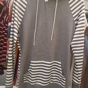 Grey stripe hoodie